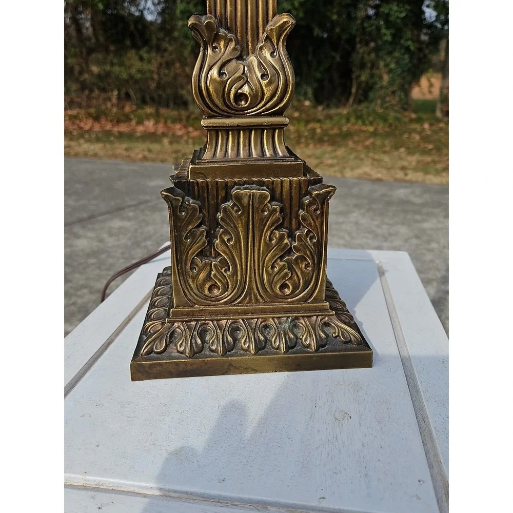 Vintage 1960s Neoclassical Brass Lamp With A Corinthian Column